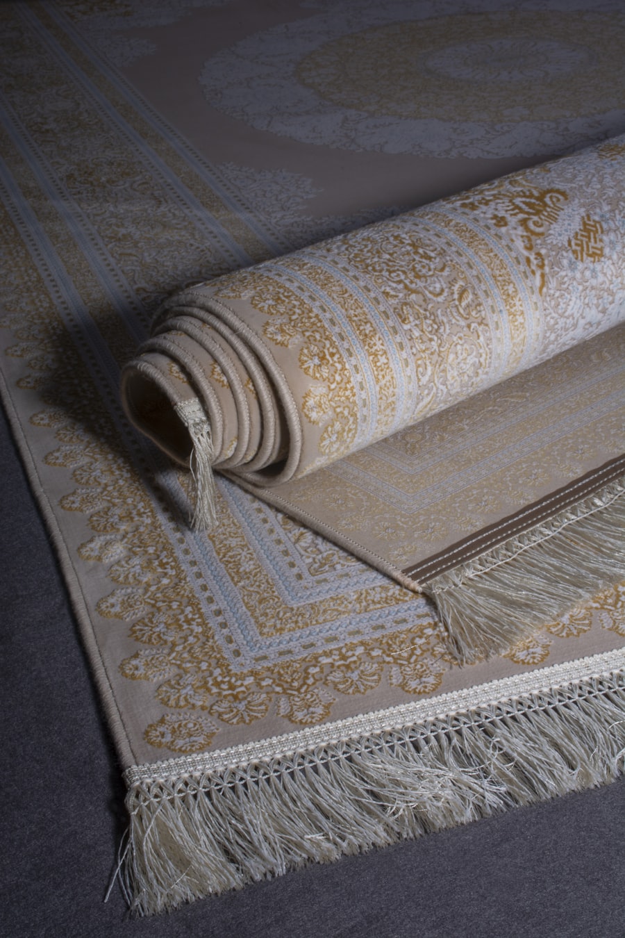 Handwoven wool rug in warm tones