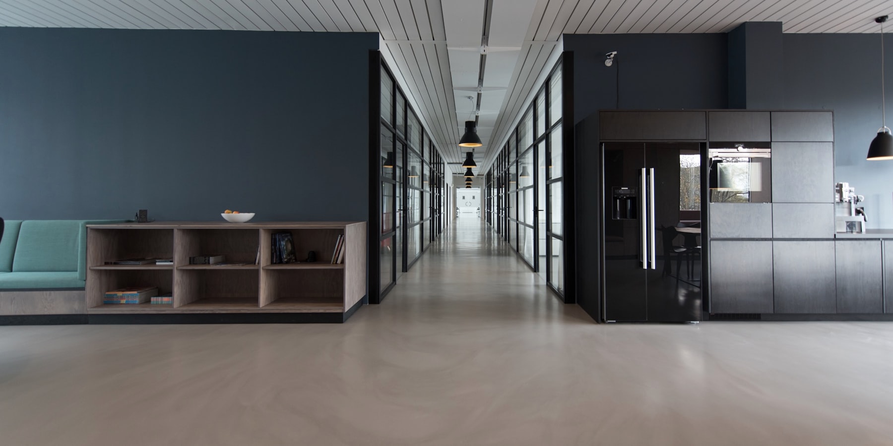 The ground floor entrance and reception corridor of a Meridian building